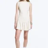 Sleeveless Twill Mini Dress – White
