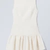 Sleeveless Twill Mini Dress – White