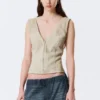 Sleeveless V-Neck Zip Top – Light Mole