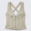 Sleeveless V-Neck Zip Top – Light Mole