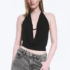 Sleeveless Waterfall Top – Black