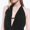 Sleeveless Waterfall Top – Black