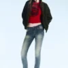 Sleezie Low Rise Skinny Jeans – Tinted Streaky Dark Blue | Cheap Monday Gb