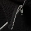 Slim Asymmetric Zip Knit Sweater – Black