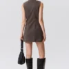 Slim Curvy Zip Mini Dress – Dark Grey