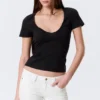 Slim Deep V-Neck T-Shirt – Black