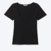 Slim Deep V-Neck T-Shirt – Black
