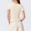 Slim Deep V-Neck T-Shirt – Cream