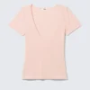 Slim Deep V-Neck T-Shirt – Dusty Pink