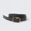 Slim Faux Leather Belt – Black – Brass Buckle