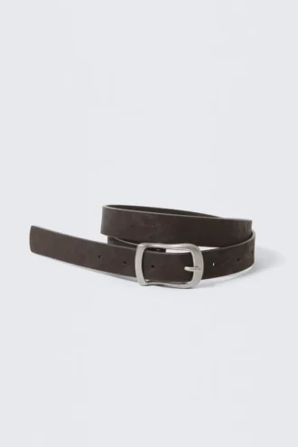 Slim Faux Leather Belt – Dark Brown