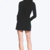 Slim Fit Gathered Long-Sleeve Dress – Black