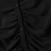 Slim Fit Gathered Long-Sleeve Dress – Black