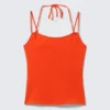 Slim Fit Halterneck Strap Top – Bright Orange