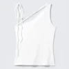 Slim Fit One-Shoulder Tank Top – White