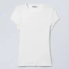 Slim Fit Ribbed Cotton T-Shirt – White