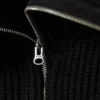 Slim Fit Ribbed Zip Cardigan – Black