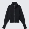 Slim Fit Ribbed Zip Cardigan – Dark Blue