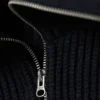 Slim Fit Ribbed Zip Cardigan – Dark Blue