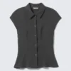 Slim Fit Short-Sleeved Crepe Shirt – Dark Grey