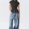 Slim Fit Short-Sleeved Crepe Shirt – Dark Grey – Pinstriped