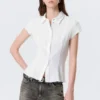 Slim Fit Short-Sleeved Crepe Shirt – White