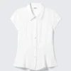 Slim Fit Short-Sleeved Crepe Shirt – White