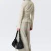 Slim Fit Textured Blouse – Light Beige
