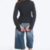 Slim Fit Textured Blouse – Striped Dark Blue