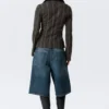 Slim Fit Textured Blouse – Striped Dark Grey
