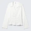 Slim Fit Textured Blouse – White