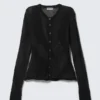 Slim Fit Textured Knit Cardigan – Dark Grey