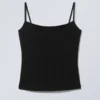 Slim Fitted Cotton Singlet – Black