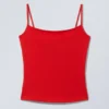 Slim Fitted Cotton Singlet – Bright Red