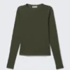 Slim Fitted Long Sleeve – Dark Khaki Green