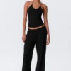 Slim Halterneck Cotton Top – Black