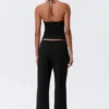Slim Halterneck Cotton Top – Black