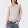 Slim Halterneck Cotton Top – Grey Melange