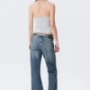 Slim Halterneck Cotton Top – Grey Melange