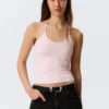 Slim Halterneck Cotton Top – Light Pink