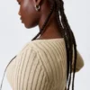 Slim Knitted Boat-Neck Sweater – Beige