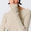 Slim Knitted Boat-Neck Sweater – Beige