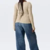 Slim Knitted Boat-Neck Sweater – Beige