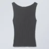 Slim Knitted Boatneck Tank Top – Dark Grey