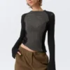 Slim Knitted Raglan-Sleeved Sweater – Black & Grey