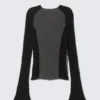 Slim Knitted Raglan-Sleeved Sweater – Black & Grey