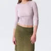 Slim Knitted V-Neck Sweater – Light Pink