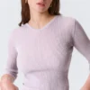 Slim Knitted V-Neck Sweater – Light Pink