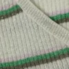 Slim Knitted V-Neck Sweater – Striped Light Grey