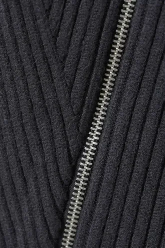 Slim Knitted Zip Cardigan – Dark Grey